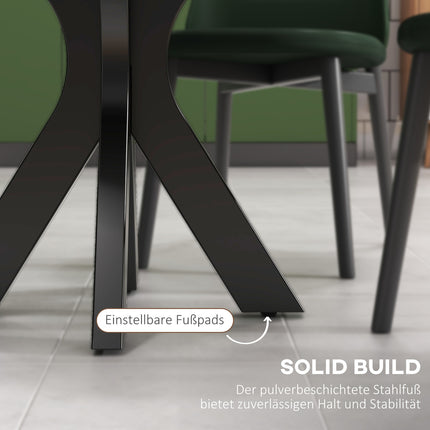 Round black dining table, modern steel frame, Ø78 x 75 cm