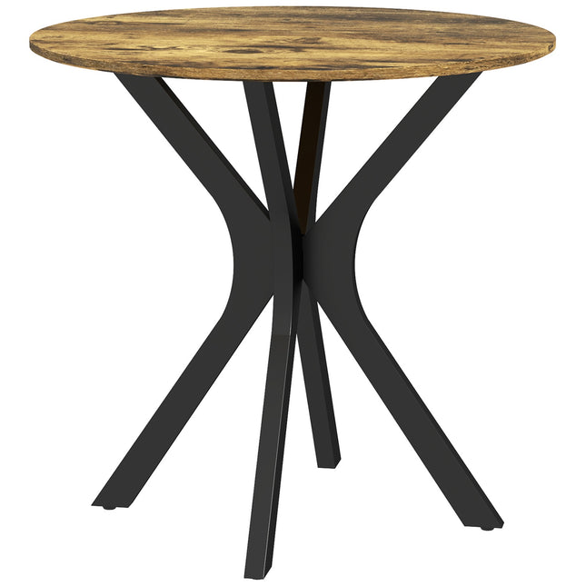 Round dining table, Modern Rustic Brown, Steel frame, Ø78 x 75 cm