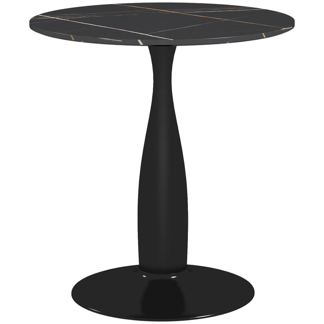 Round dining table, modern style - black, steel frame