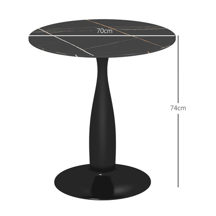 Round dining table, modern style - black, steel frame