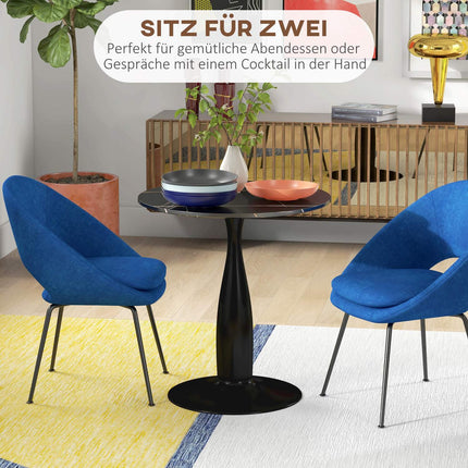 Round dining table, modern style - black, steel frame