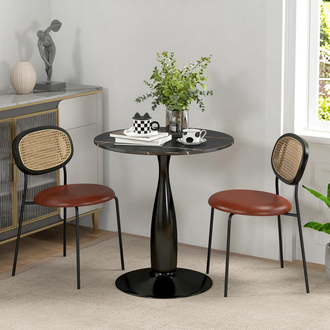 Round dining table, modern style - black, steel frame