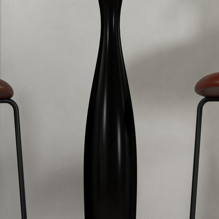 Round dining table, modern style - black, steel frame