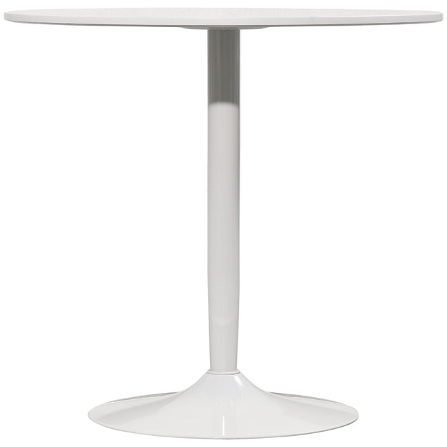 Round white dining table, modern steel leg, Ø80 x 75 cm