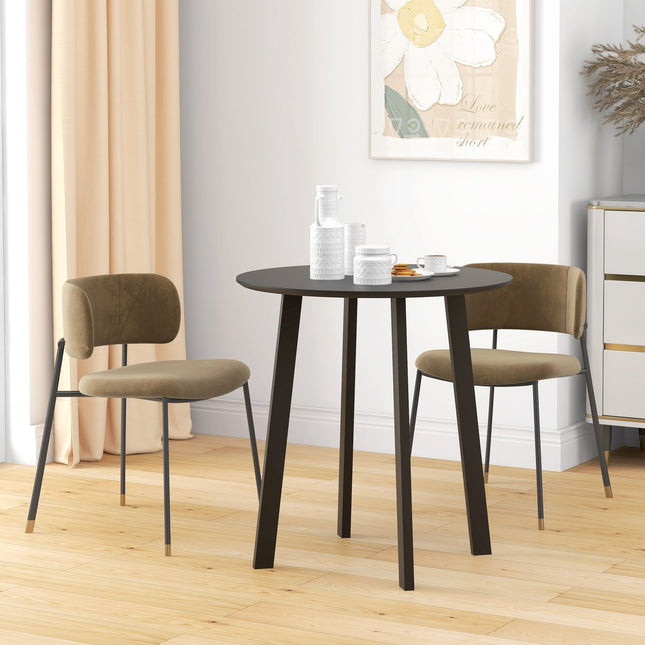 Round dining table - Modern black with slanted legs, 72cm