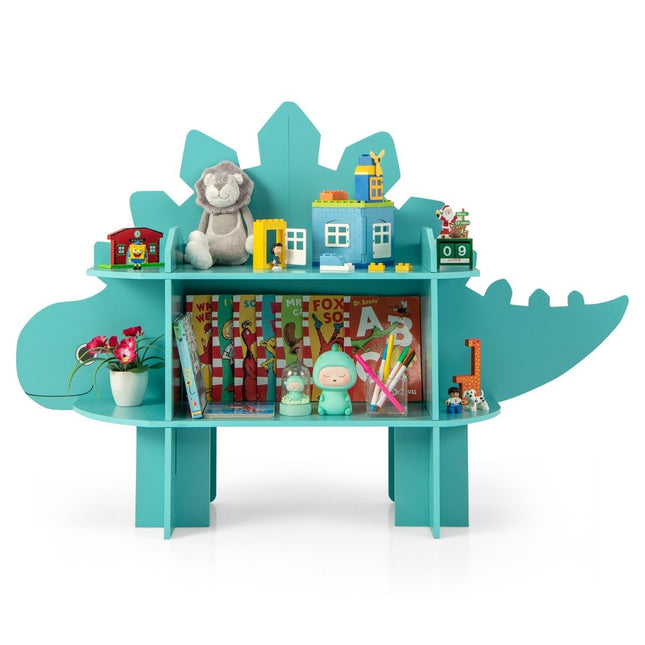 Dinosaur Bookshelf for Kids Toy Storage Organizer with Open Shelves