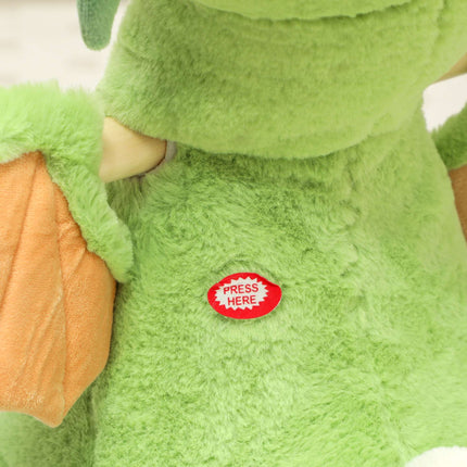 Dinosaur Rocker with Sounds, Soft Filling, Wood Frame, Green