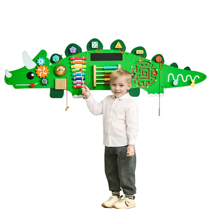 Dinosaur Wall Busy Board Panel, 11 Montessori Activities