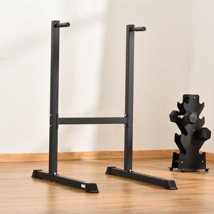 Dip station for abdominal and back training - steel, black, 104x70.5x122 cm