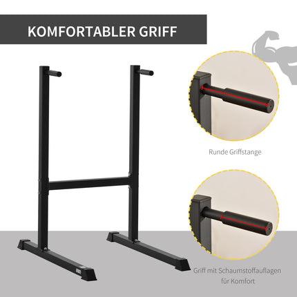 Dip station for abdominal and back training - steel, black, 104x70.5x122 cm