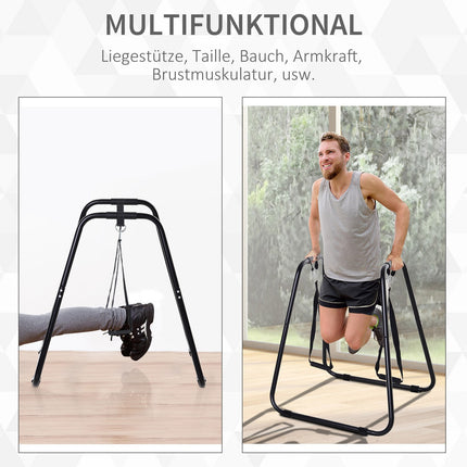 Dip stand with sling trainer, stable steel, black, 90x81x92.5 cm