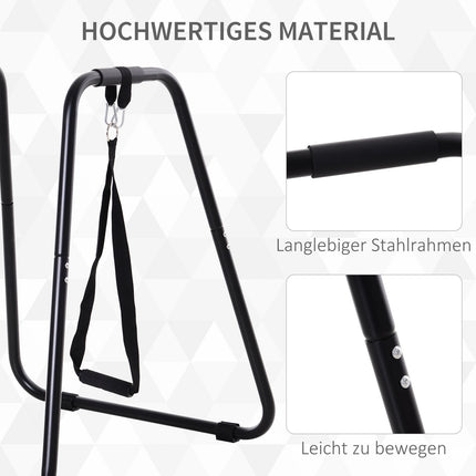 Dip stand with sling trainer, stable steel, black, 90x81x92.5 cm