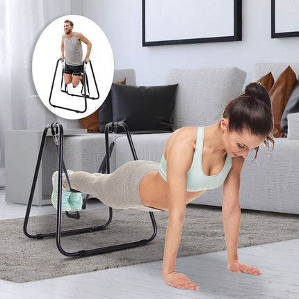 Dip stand with sling trainer, stable steel, black, 90x81x92.5 cm