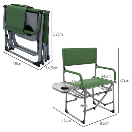 Folding Director's Chair - Green Oxford with side table