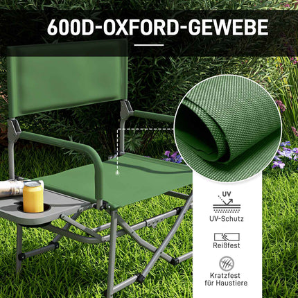 Folding Director's Chair - Green Oxford with side table