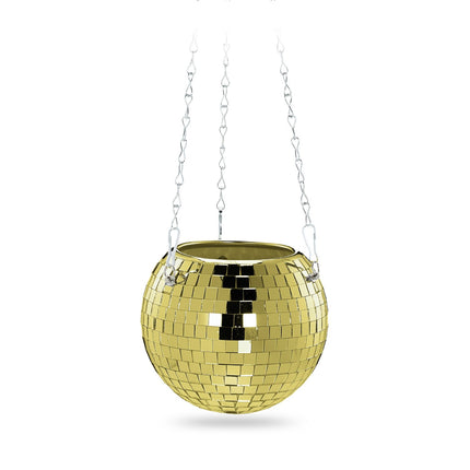 Disco Ball Hanging Planter – Mirrored Light Effect Pot