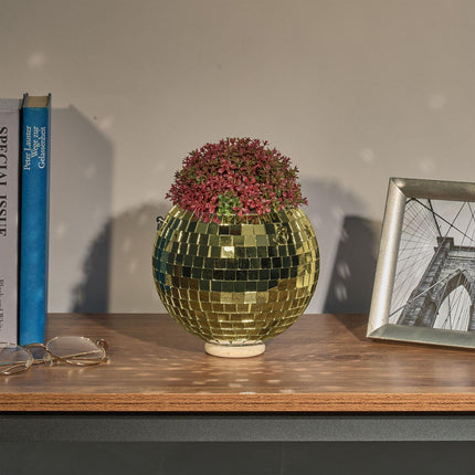Disco Ball Hanging Planter – Mirrored Light Effect Pot