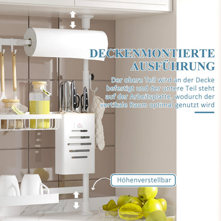 3-level adjustable dish rack with hooks and knife holder