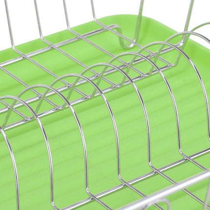 Dish rack with cutlery holder in green