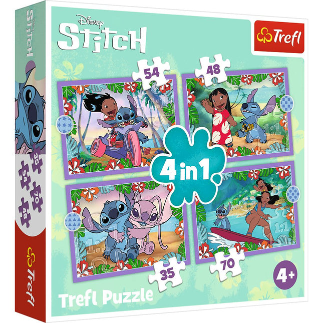 Disney Stitch 4-in-1 Puzzle Set for Kids and Adults