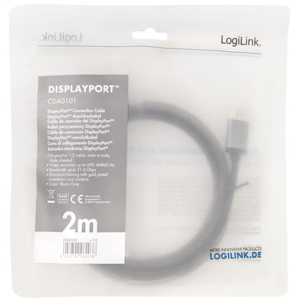 DisplayPort cable 4K/60Hz Aluminum 2m
