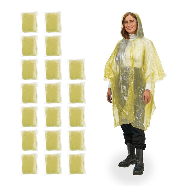 Disposable rain poncho, set of 20