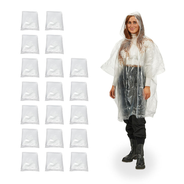 Disposable rain poncho, set of 20