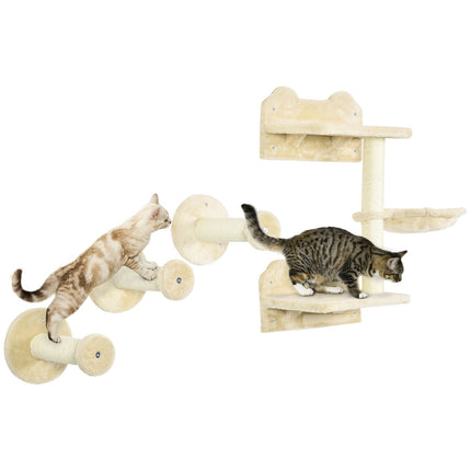 Cat tree with hammock, climbing wall and scratching posts