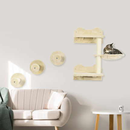 Cat tree with hammock, climbing wall and scratching posts