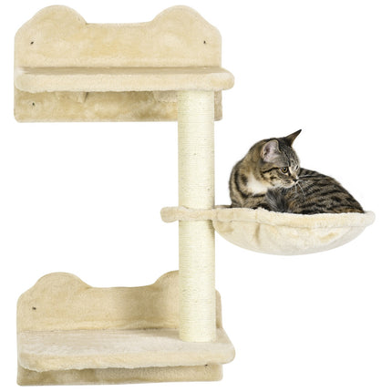 Cat tree with hammock, climbing wall and scratching posts