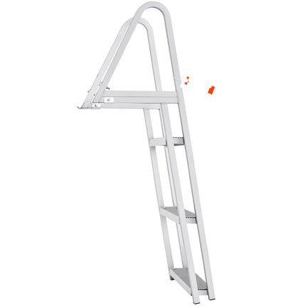 Dock Ladder, Detachable 3-Step Aluminum, 350 lb Non-Slip