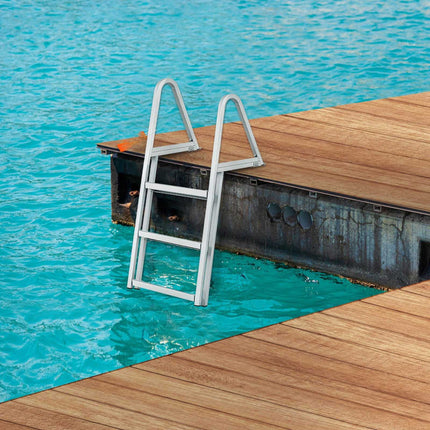 Dock Ladder, Detachable 3-Step Aluminum, 350 lb Non-Slip