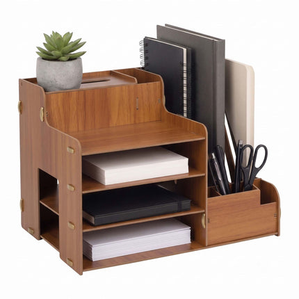 Document Organiser with File Holder – Dark Brown MDF