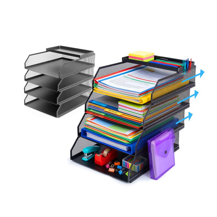 Document Organizer, Metal Mesh, 4 A4 Compartments