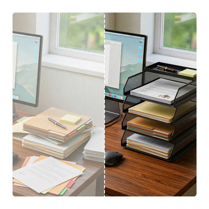 Document Organizer, Metal Mesh, 4 A4 Compartments