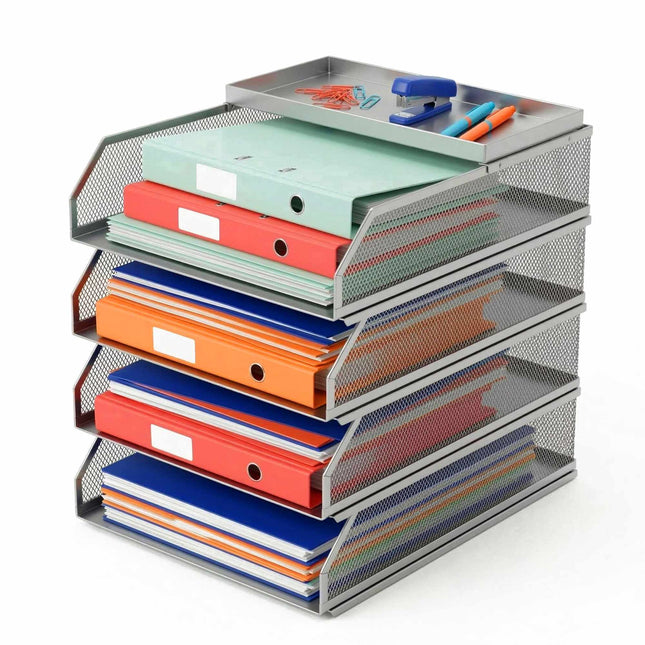 Document Organizer, Metal Mesh, 4-Tier A4 Trays