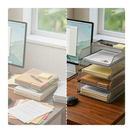 Document Organizer, Metal Mesh, 4-Tier A4 Trays