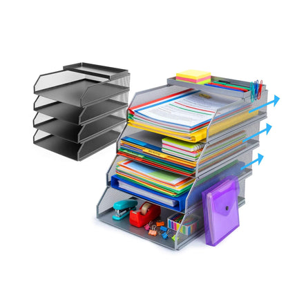 Document Organizer, Metal Mesh, 4-Tier A4 Trays