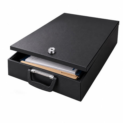 Document Safe A4 with Key Lock and Folding Handle, Iron, Black