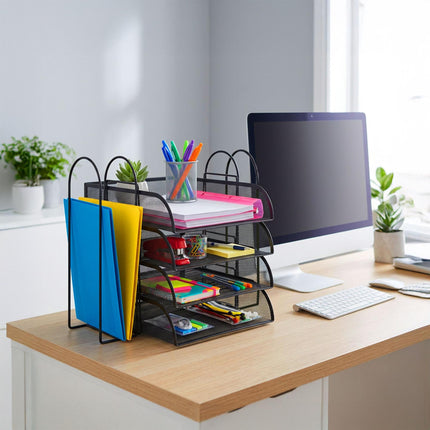 Document Tray Organizer, 4-Compartment A4, Stackable