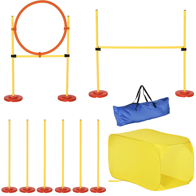 Dog Agility Obstacle Course - Adjustable Yellow Hedge Set