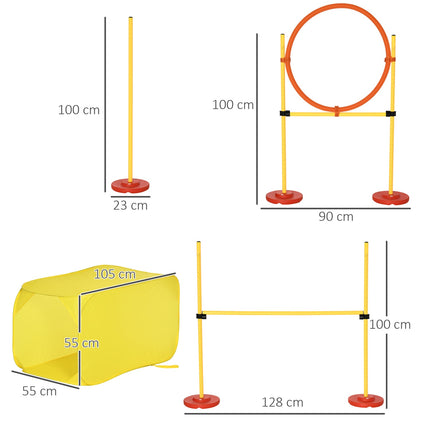 Dog Agility Obstacle Course - Adjustable Yellow Hedge Set