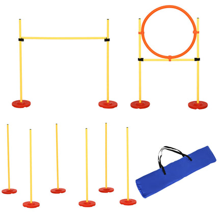 Dog Agility fence set, 3-in-1 training, portable, yellow