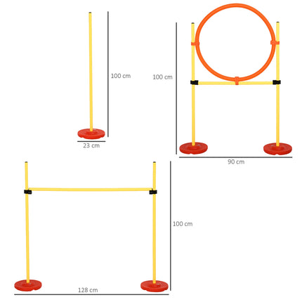 Dog Agility fence set, 3-in-1 training, portable, yellow