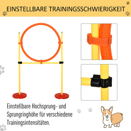 Dog Agility fence set, 3-in-1 training, portable, yellow