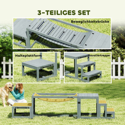 Dog Agility Set – 3-Piece Pine Wood, 40kg Capacity