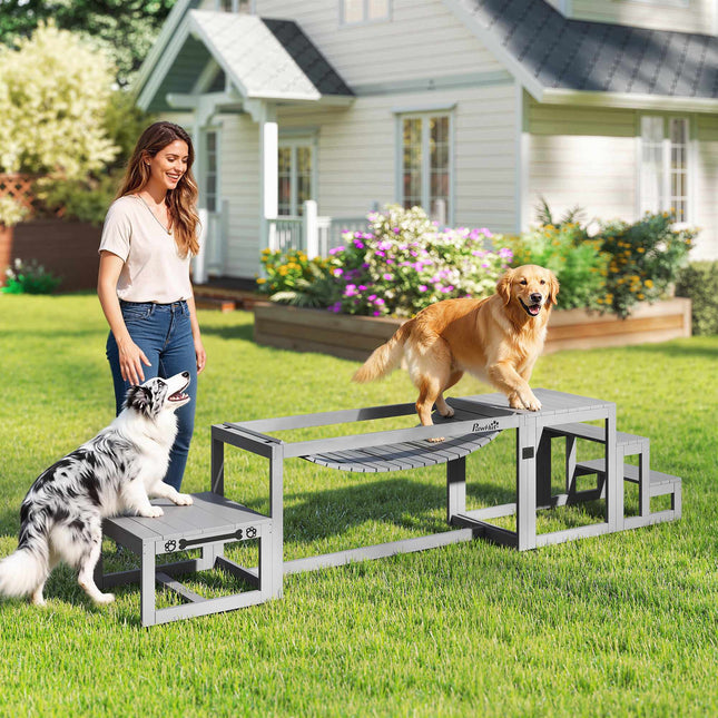 Dog Agility Set – 3-Piece Pine Wood, 40kg Capacity