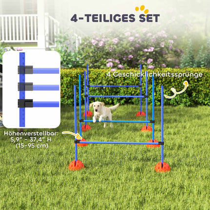 Dog Agility Set, 4 Adjustable Hurdles with Carry Bag