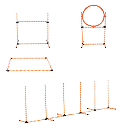 Dog Agility Training Set with Tunnel, Portable Orange/White