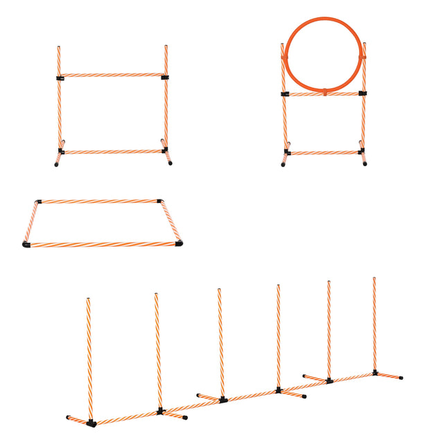 Dog Agility Training Set with Tunnel, Portable Orange/White